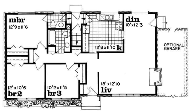 Floor Plan First Story of Ranch Plan #167-1441