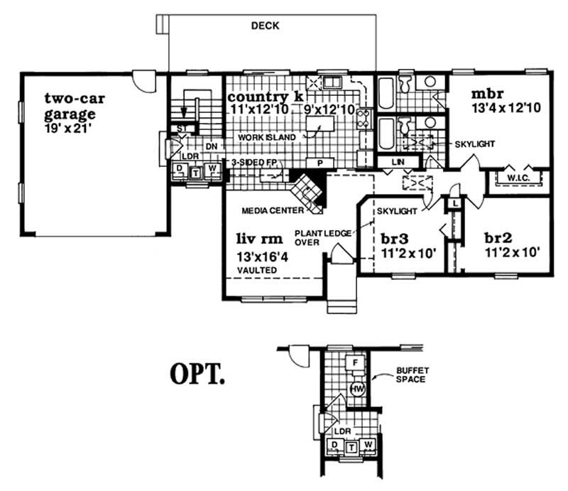 Floor Plan First Story of Ranch Plan #167-1442