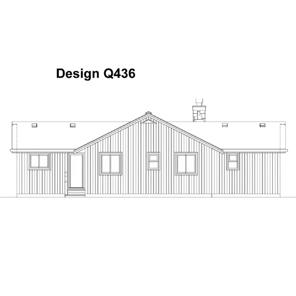 Home Plan Rear Elevation of this 3-Bedroom,1292 Sq Ft Plan -167-1445