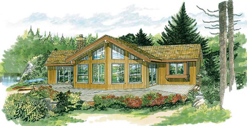 Front elevation of Lake home (ThePlanCollection: House Plan #167-1445)