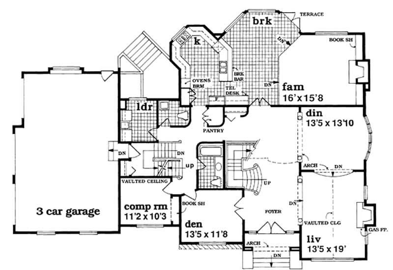 Floor Plan First Story of Luxury Plan #167-1446