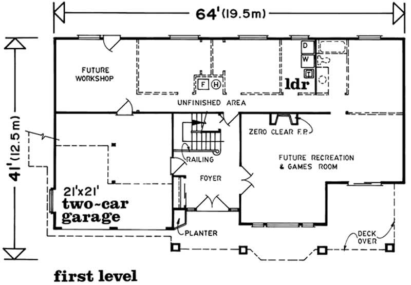 Floor Plan First Story of Contemporary Plan #167-1448