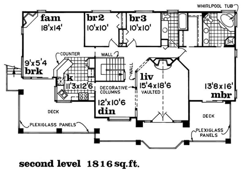 Floor Plan Second Story of Contemporary Plan #167-1448