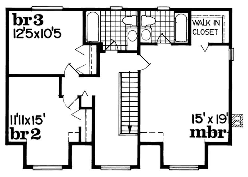 Floor Plan Second Story of Cape Cod Plan #167-1452