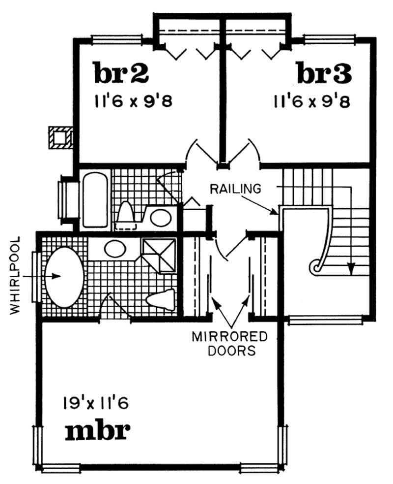 Floor Plan Second Story of Contemporary Plan #167-1453