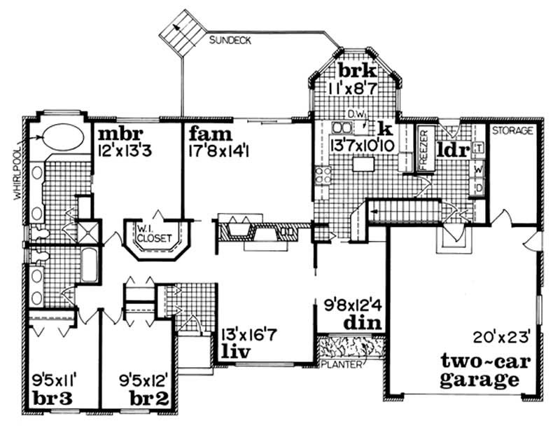 Floor Plan First Story of European Plan #167-1454
