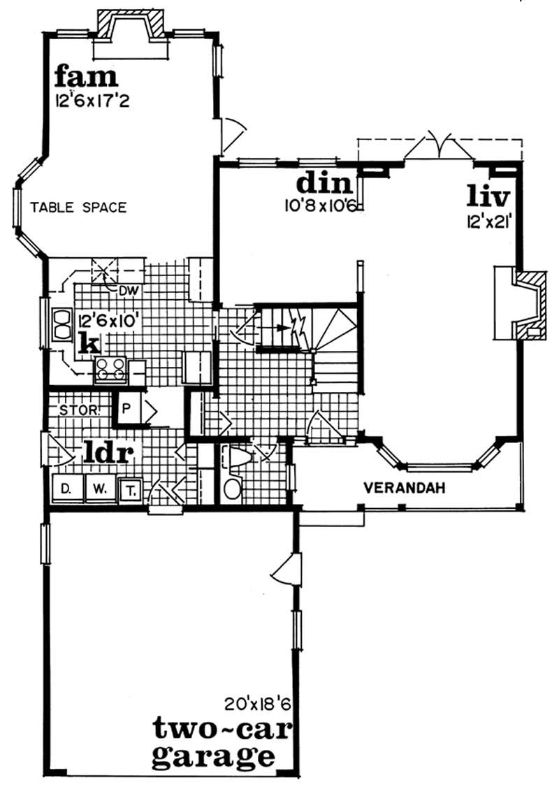 Floor Plan First Story of Traditional Plan #167-1455