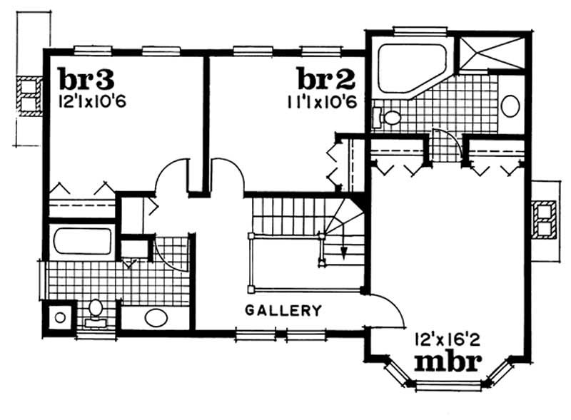 Floor Plan Second Story of Traditional Plan #167-1455