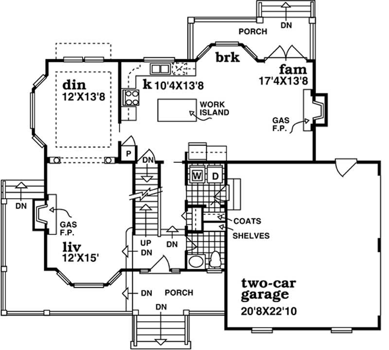 Floor Plan First Story of Country Plan #167-1458