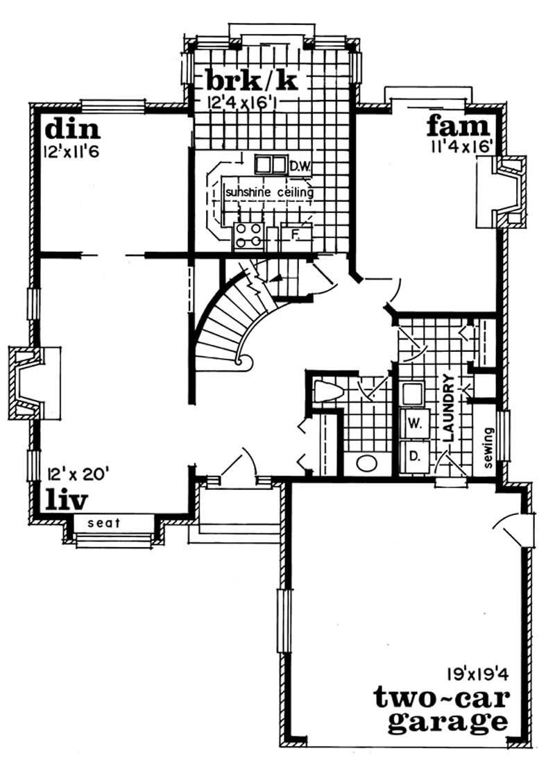 Floor Plan First Story of European Plan #167-1464