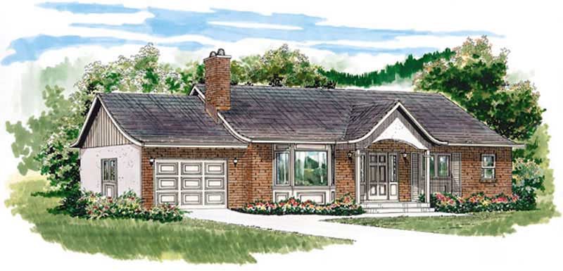 Ranch home (ThePlanCollection: Plan #167-1465)