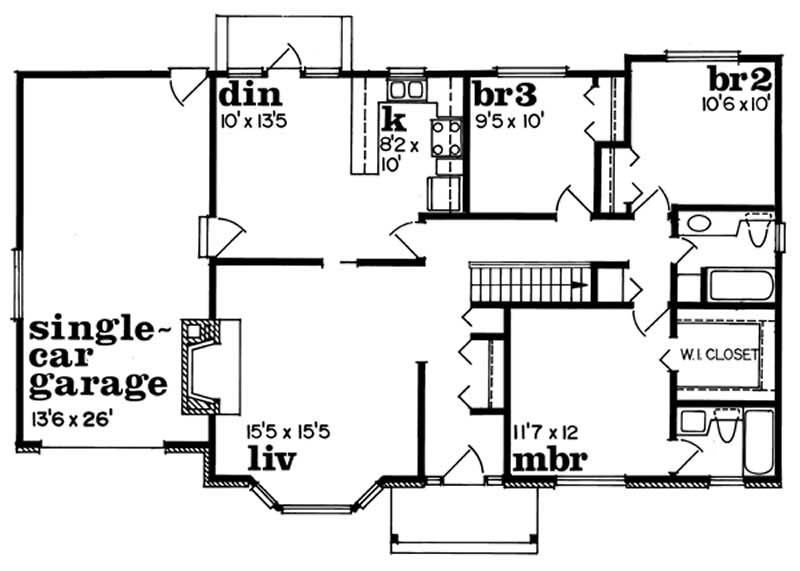 Floor Plan First Story of Ranch Plan #167-1465