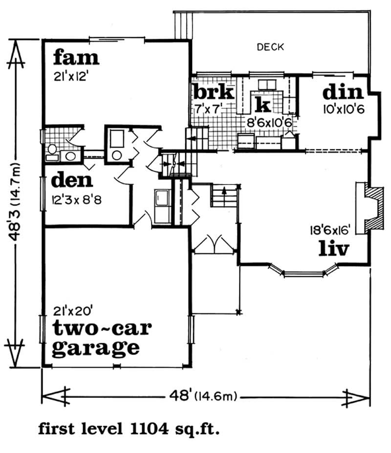 Floor Plan First Story of Traditional Plan #167-1466