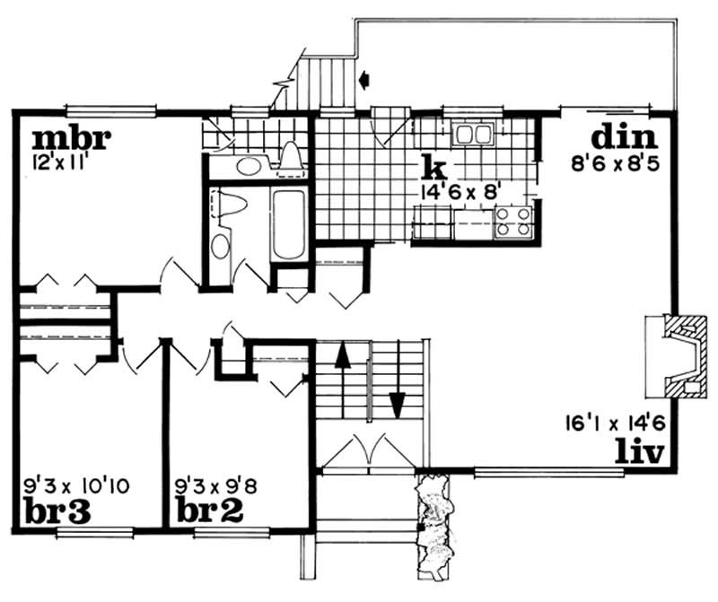 Floor Plan First Story of Small House Plans #167-1467