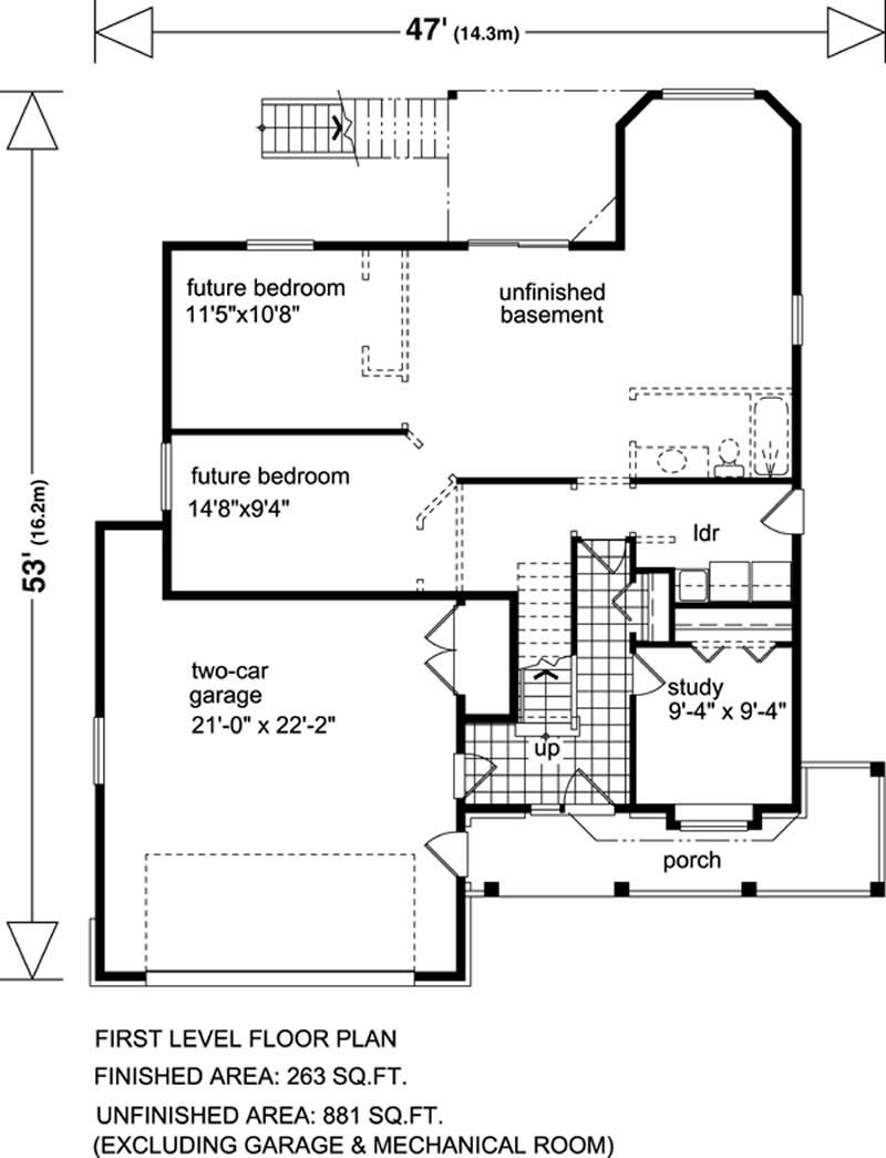 Floor Plan First Story of Country Plan #167-1475