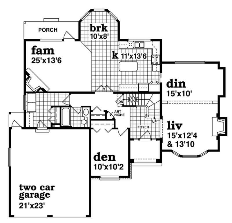 Floor Plan First Story of European Plan #167-1476