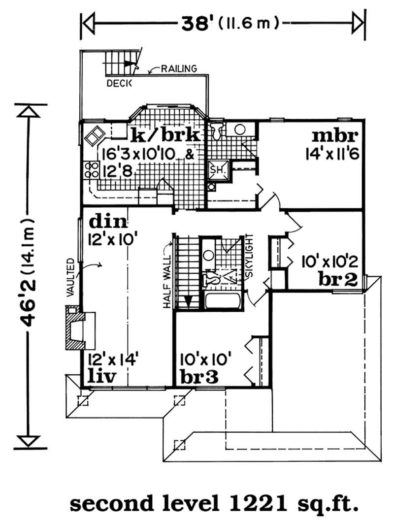 Floor Plan Second Story of Contemporary Plan #167-1479