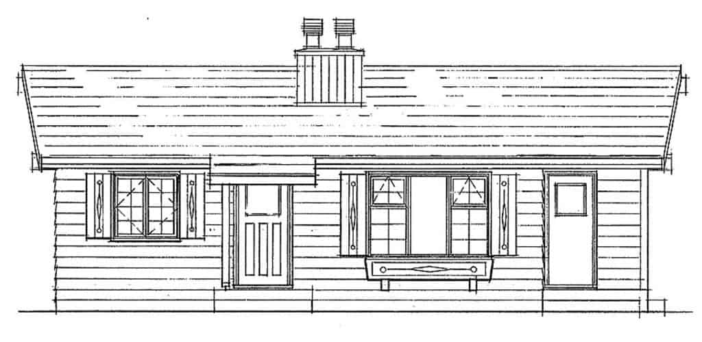 Home Plan Front Elevation of this 2-Bedroom,839 Sq Ft Plan -167-1480