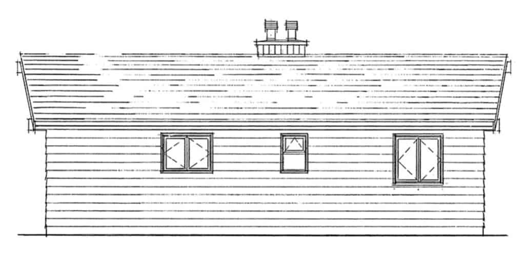 Home Plan Rear Elevation of this 2-Bedroom,839 Sq Ft Plan -167-1480