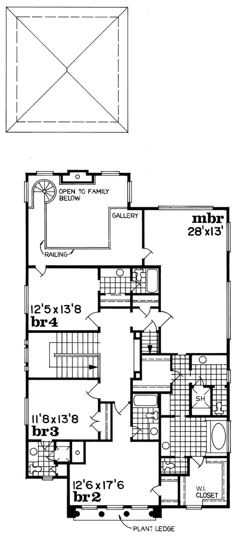 Floor Plan Second Story of Mediterranean Plan #167-1482