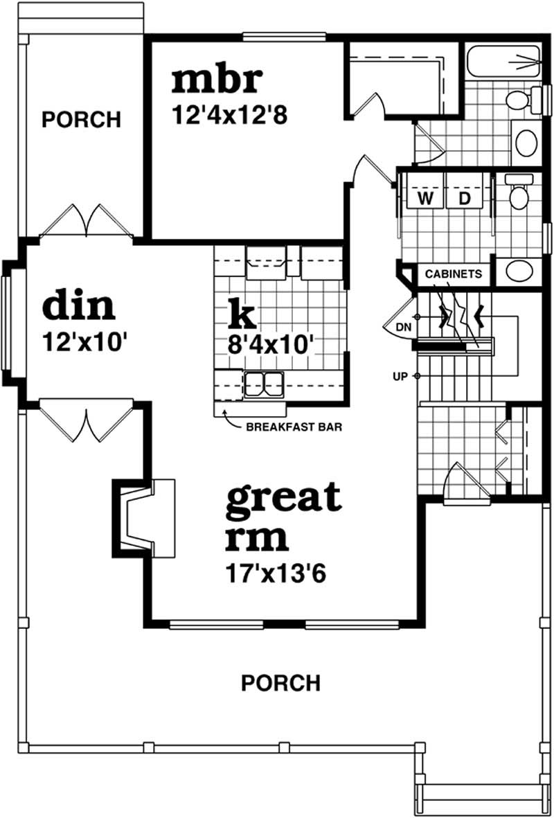 Floor Plan Main Level of Farmhouse Plan #167-1484