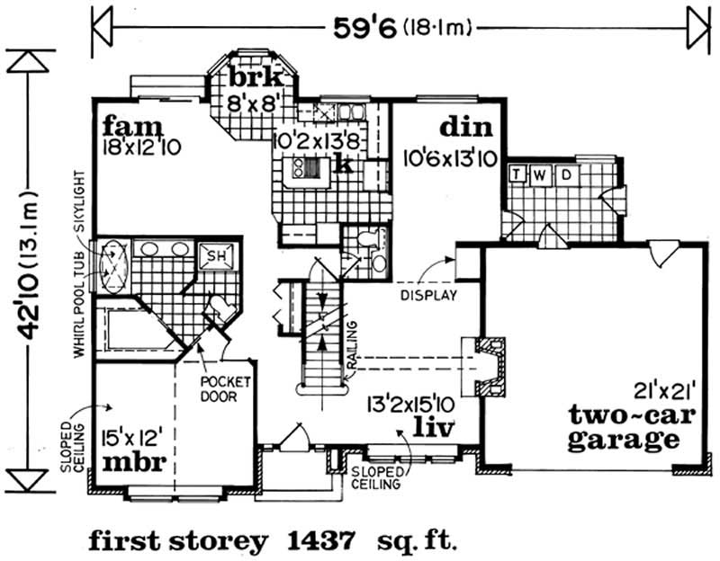 Floor Plan First Story of Country Plan #167-1485