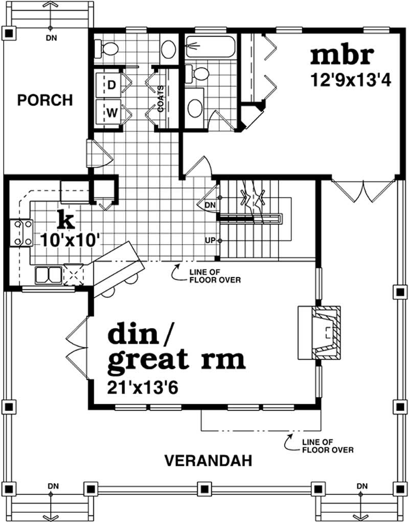 Floor Plan First Story of Farmhouse Plan #167-1486