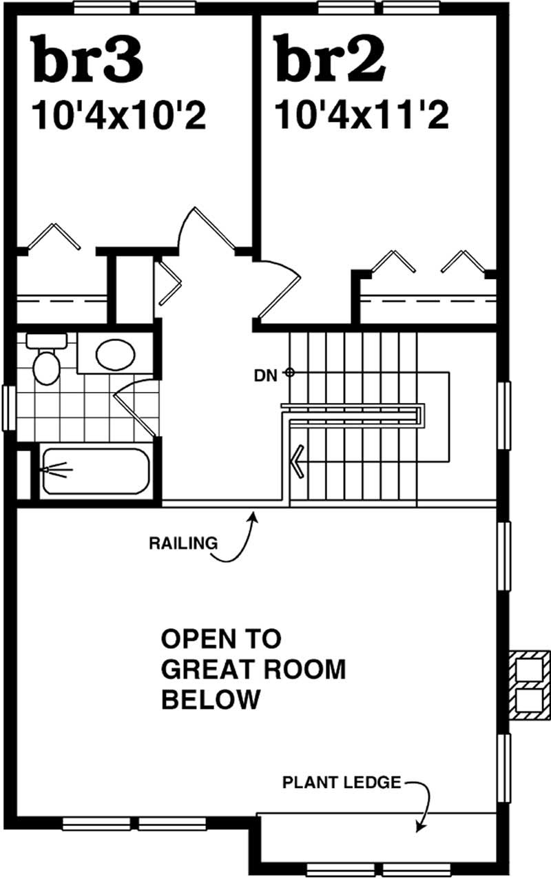 Floor Plan Second Story of Farmhouse Plan #167-1486