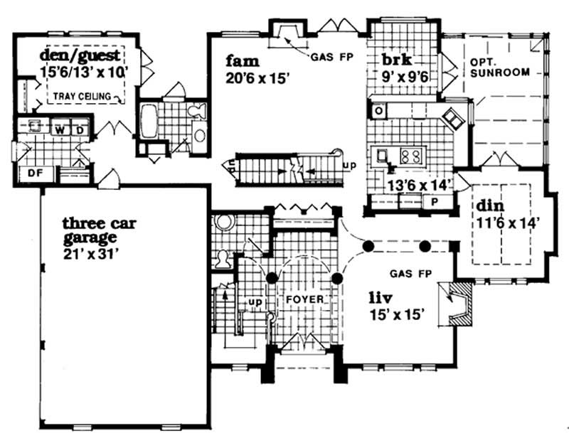 Floor Plan First Story of European Plan #167-1491
