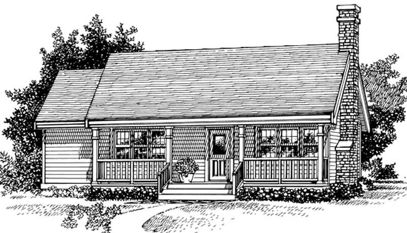 Front View of this 3-Bedroom, 988 Sq Ft Plan - 167-1492