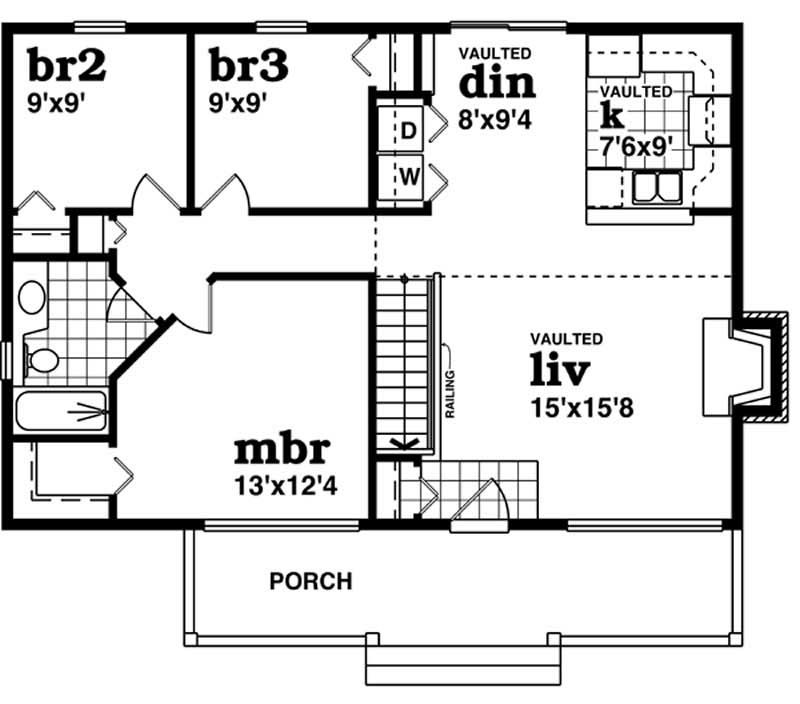 Floor Plan First Story of Ranch Plan #167-1492