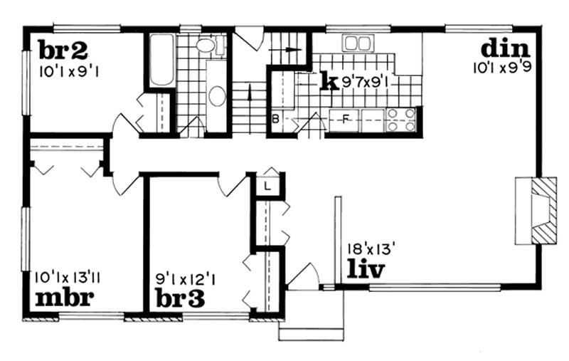 Floor Plan First Story of Ranch Plan #167-1493