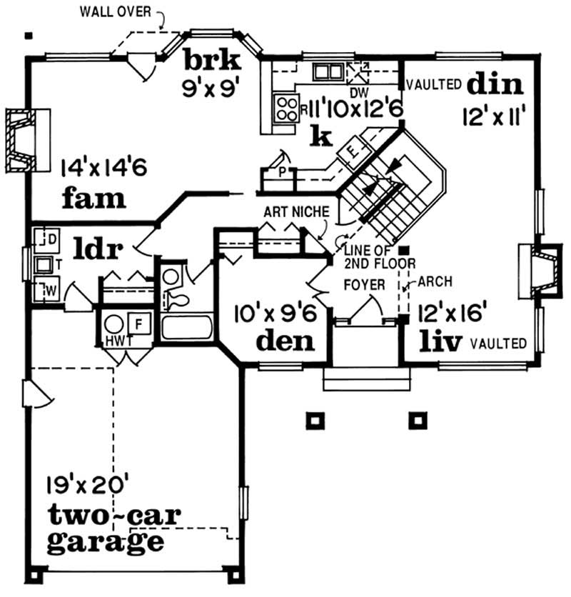 Floor Plan First Story of Mediterranean Plan #167-1494