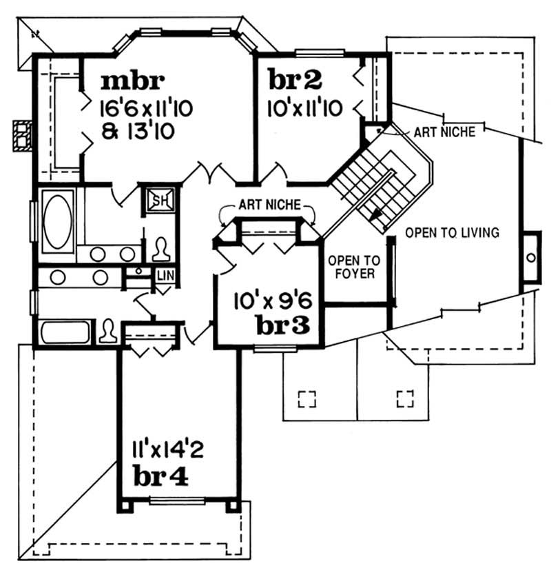Floor Plan Second Story of Mediterranean Plan #167-1494