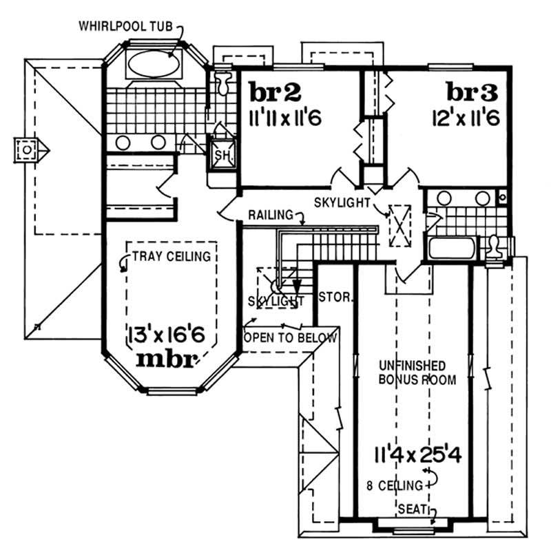 Floor Plan Second Story of Contemporary Plan #167-1495