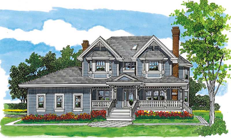 Farmhouse home (ThePlanCollection: Plan #167-1499)