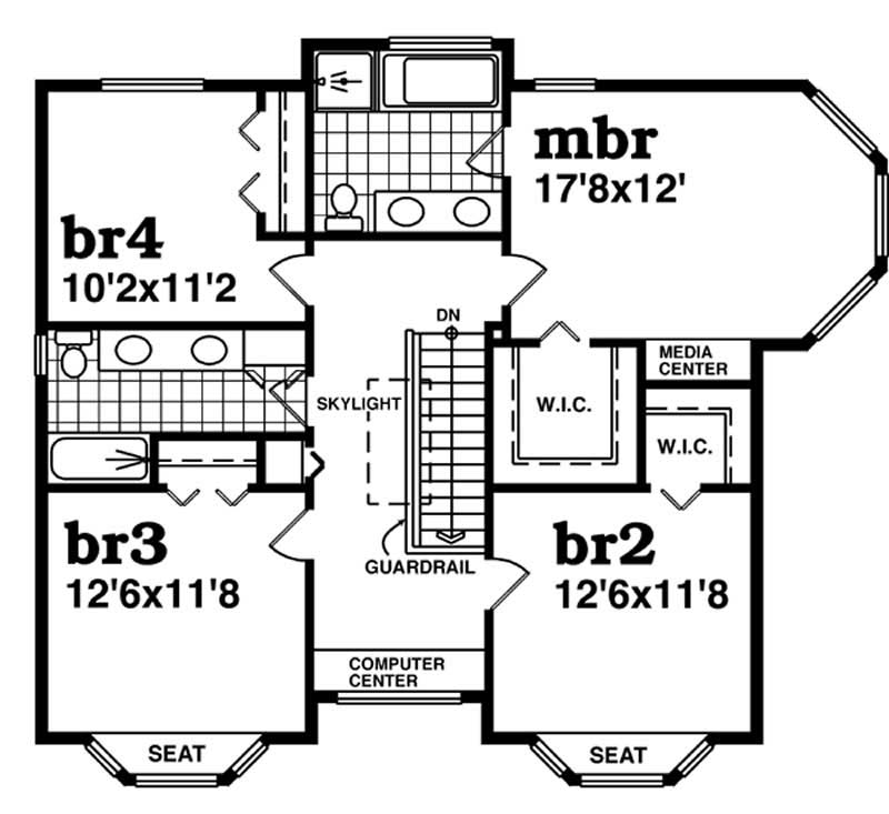 Floor Plan Second Story of Farmhouse Plan #167-1499