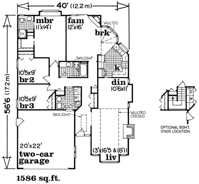 Floor Plan First Story of Ranch Plan #167-1503
