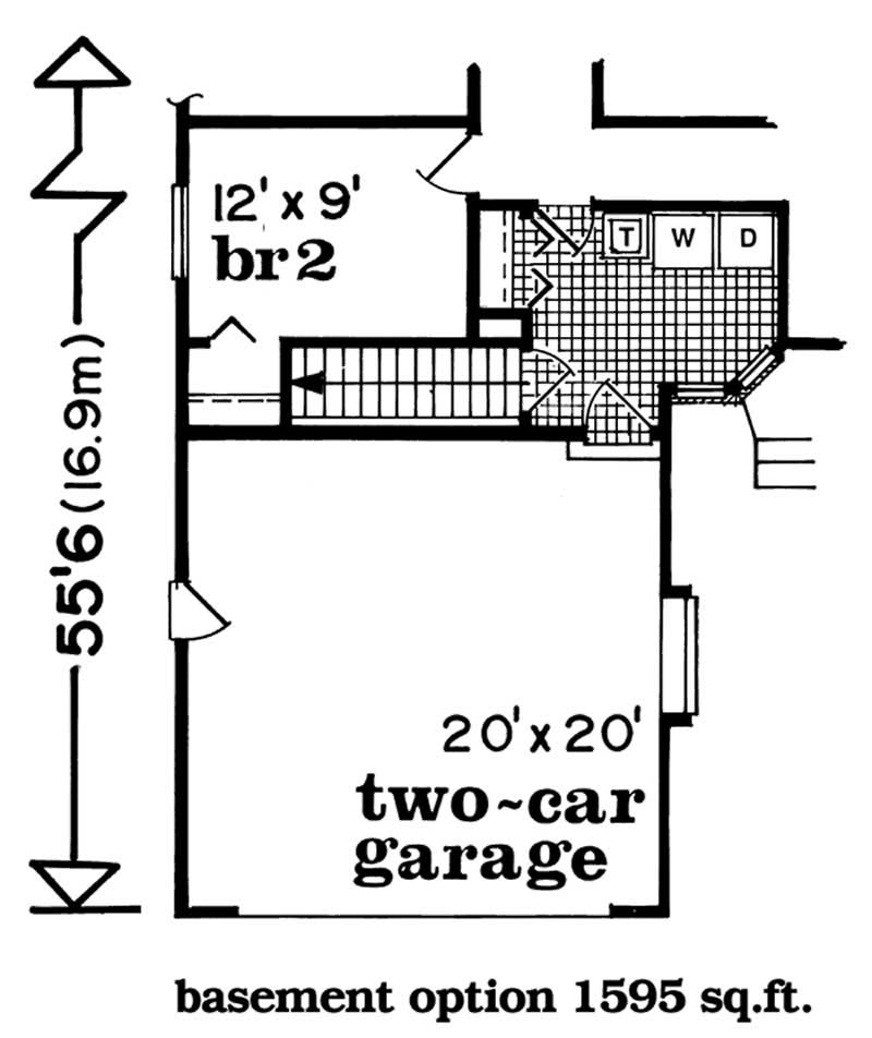 Floor Plan Basement of Ranch Plan #167-1504