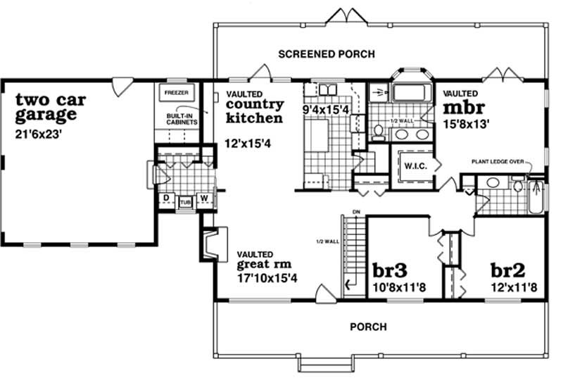 Floor Plan First Story of Farmhouse Plan #167-1505