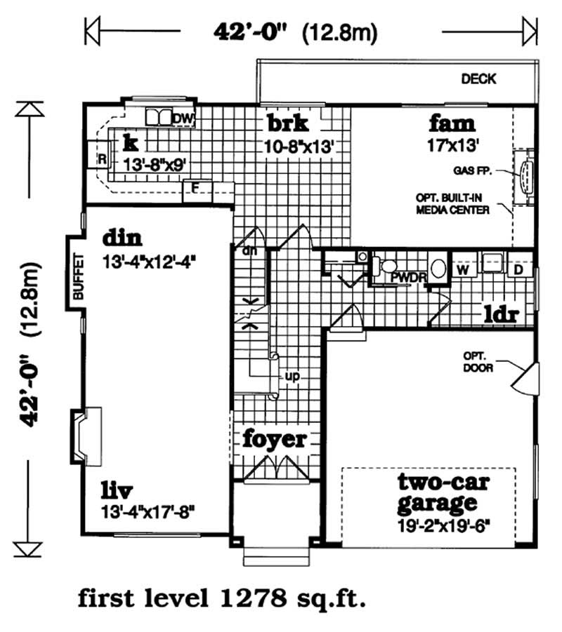 Floor Plan First Story of Traditional Plan #167-1508