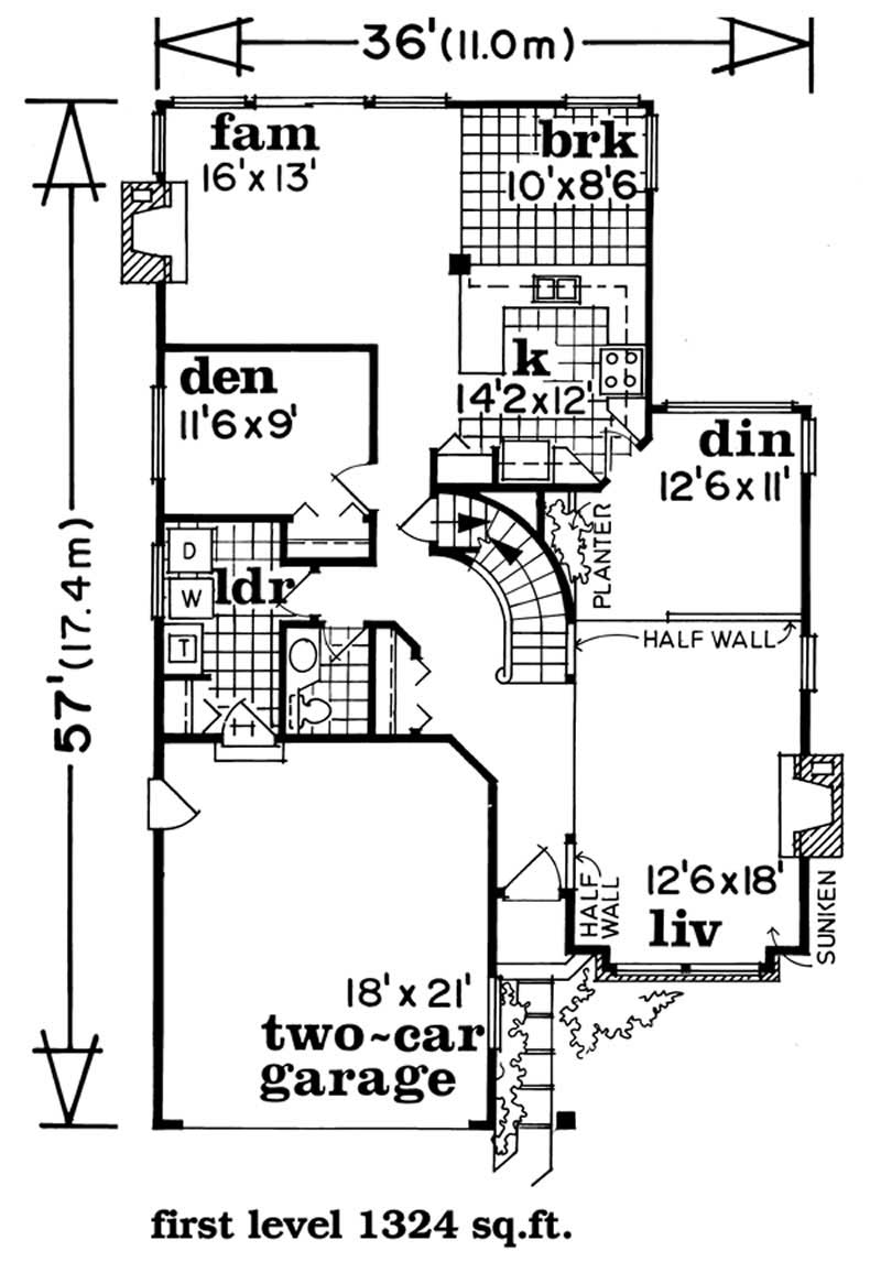 Floor Plan First Story of Traditional Plan #167-1510