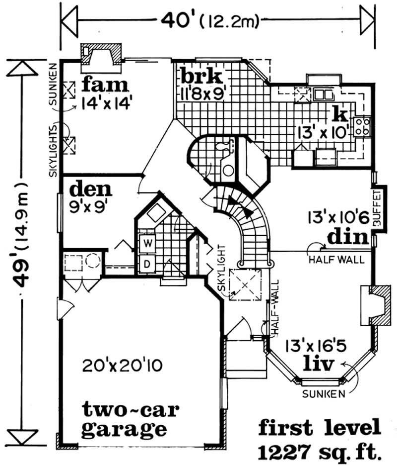 Floor Plan First Story of Traditional Plan #167-1511
