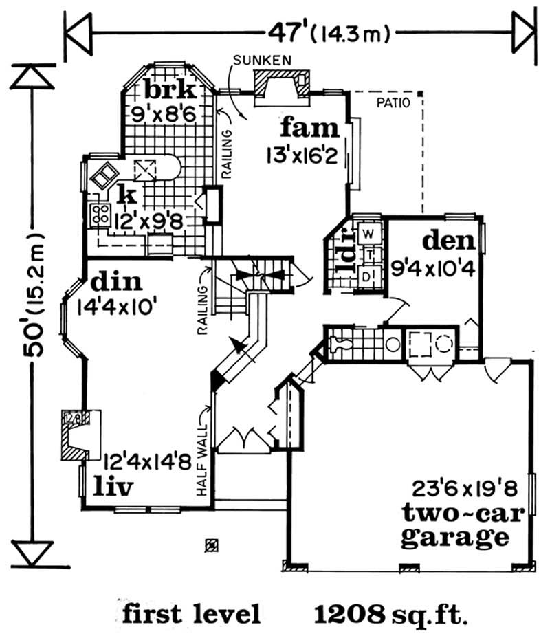 Floor Plan First Story of Traditional Plan #167-1513
