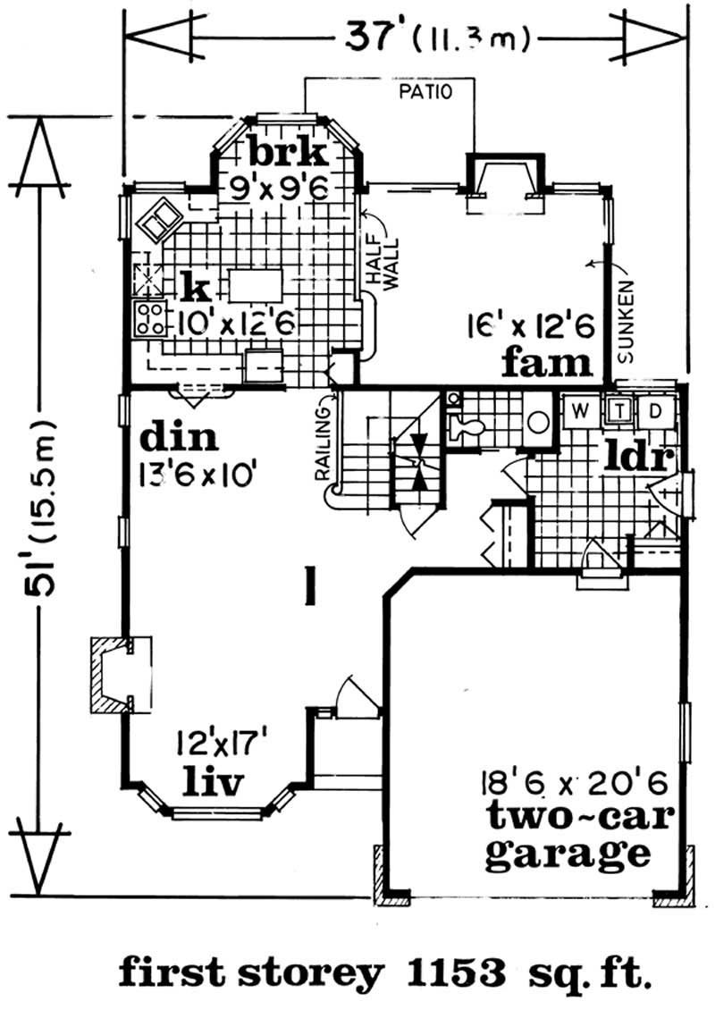 Floor Plan First Story of Country Plan #167-1514