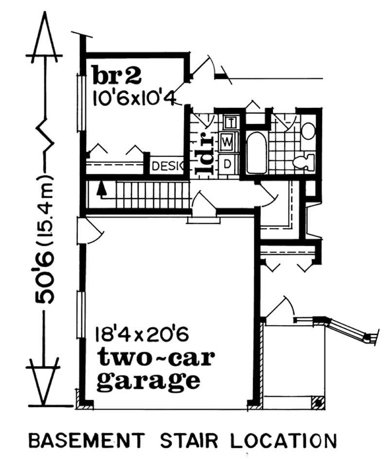 Floor Plan Basement of Ranch Plan #167-1515
