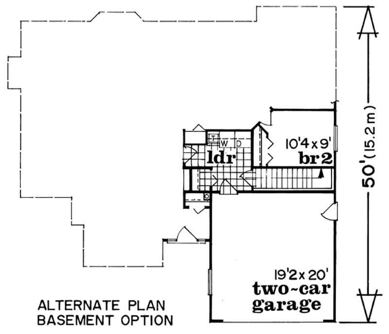 Floor Plan Basement of Ranch Plan #167-1517