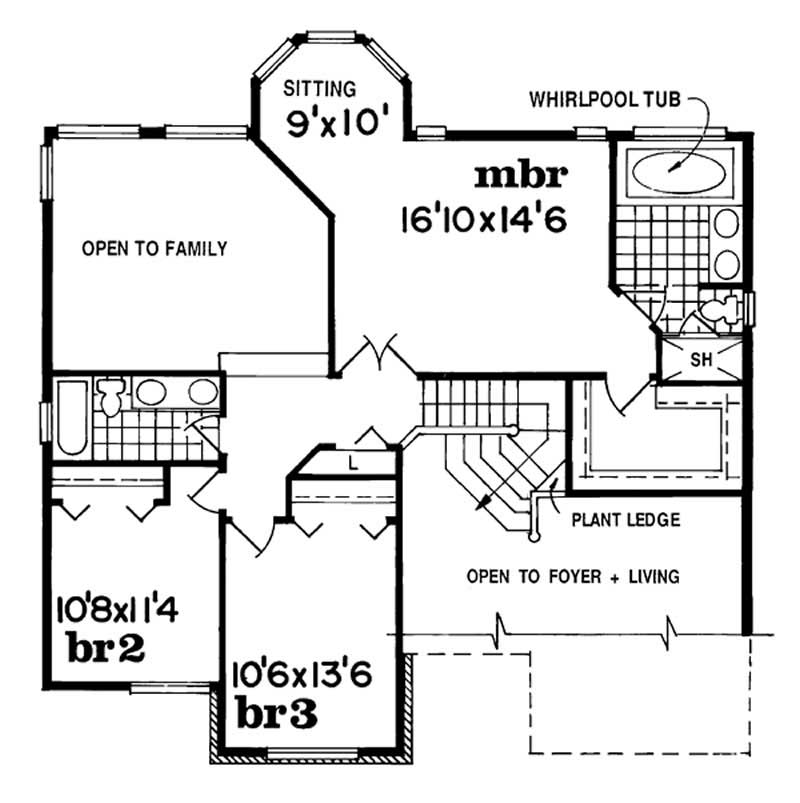 Floor Plan Second Story of Contemporary Plan #167-1519