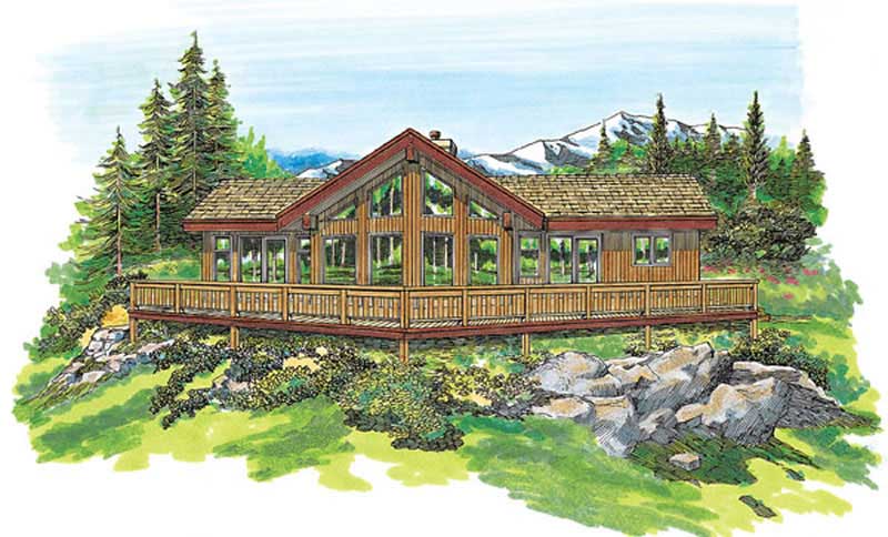 Home Plan Front Elevation of this 3-Bedroom,1230 Sq Ft Plan -167-1524