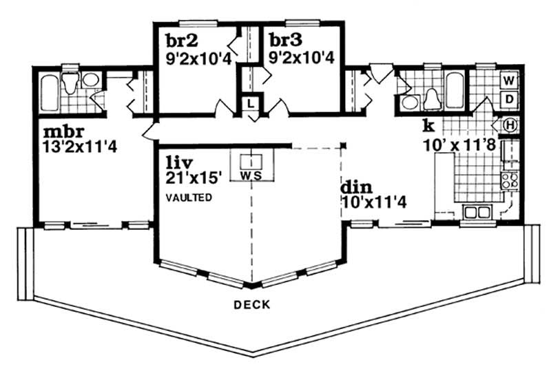 Floor Plan First Story of Log Cabin Plan #167-1524
